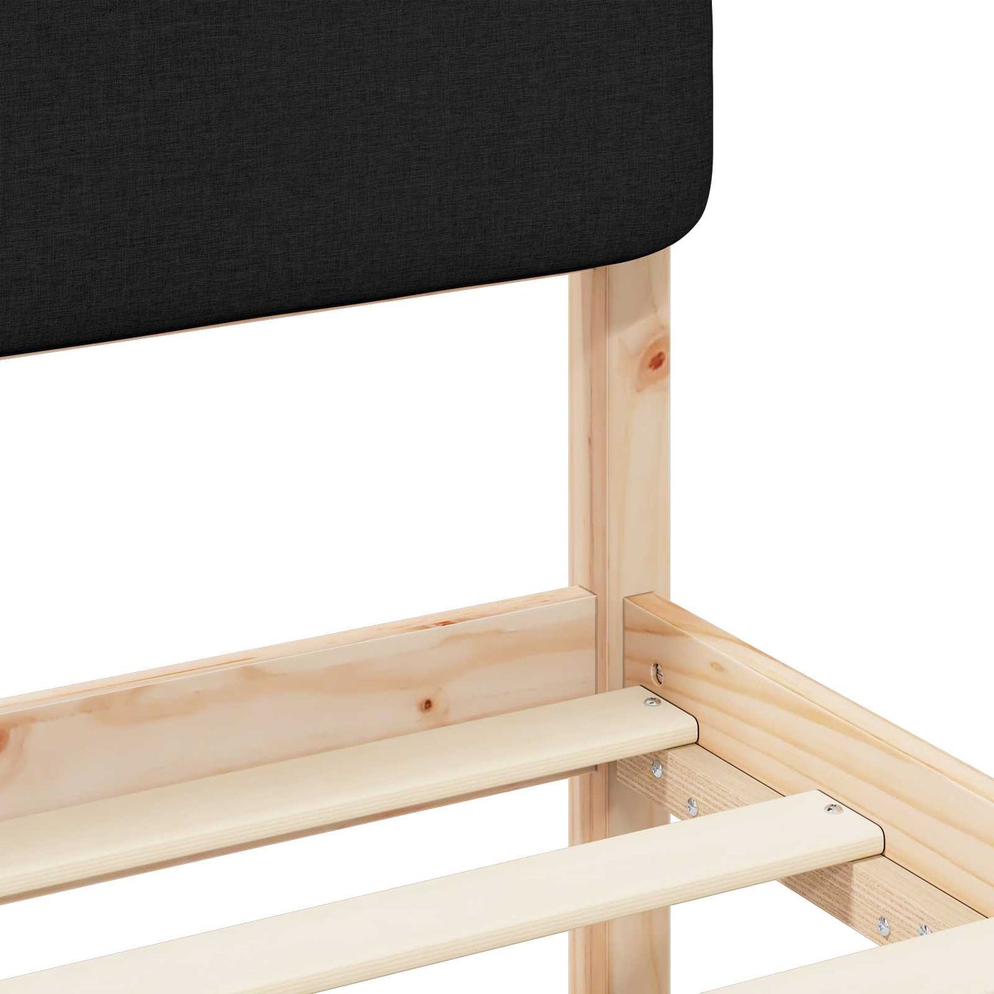 vidaXL Σκελετός Κρεβατιού με Επενδεδυμένο Κεφαλάρι Μαύρο 90 x 190 cm