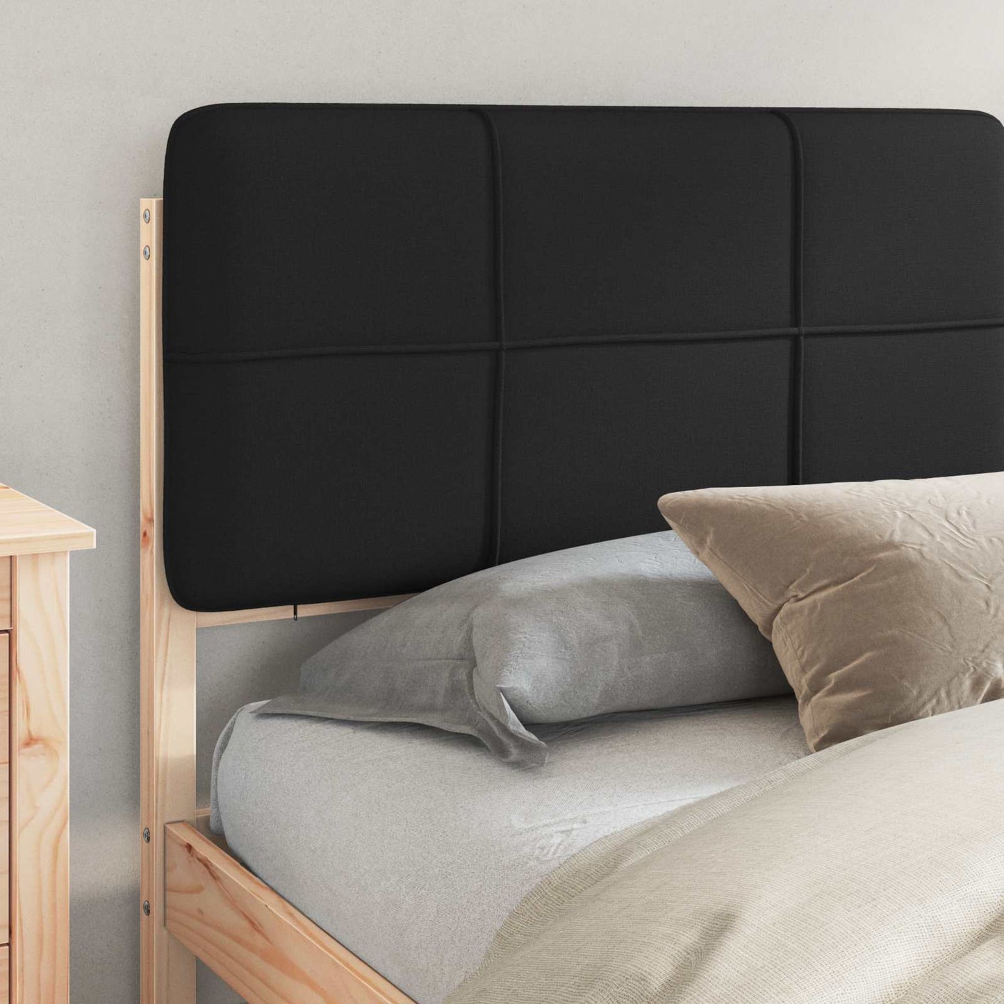 vidaXL Σκελετός Κρεβατιού με Επενδεδυμένο Κεφαλάρι Μαύρο 180 x 200 cm