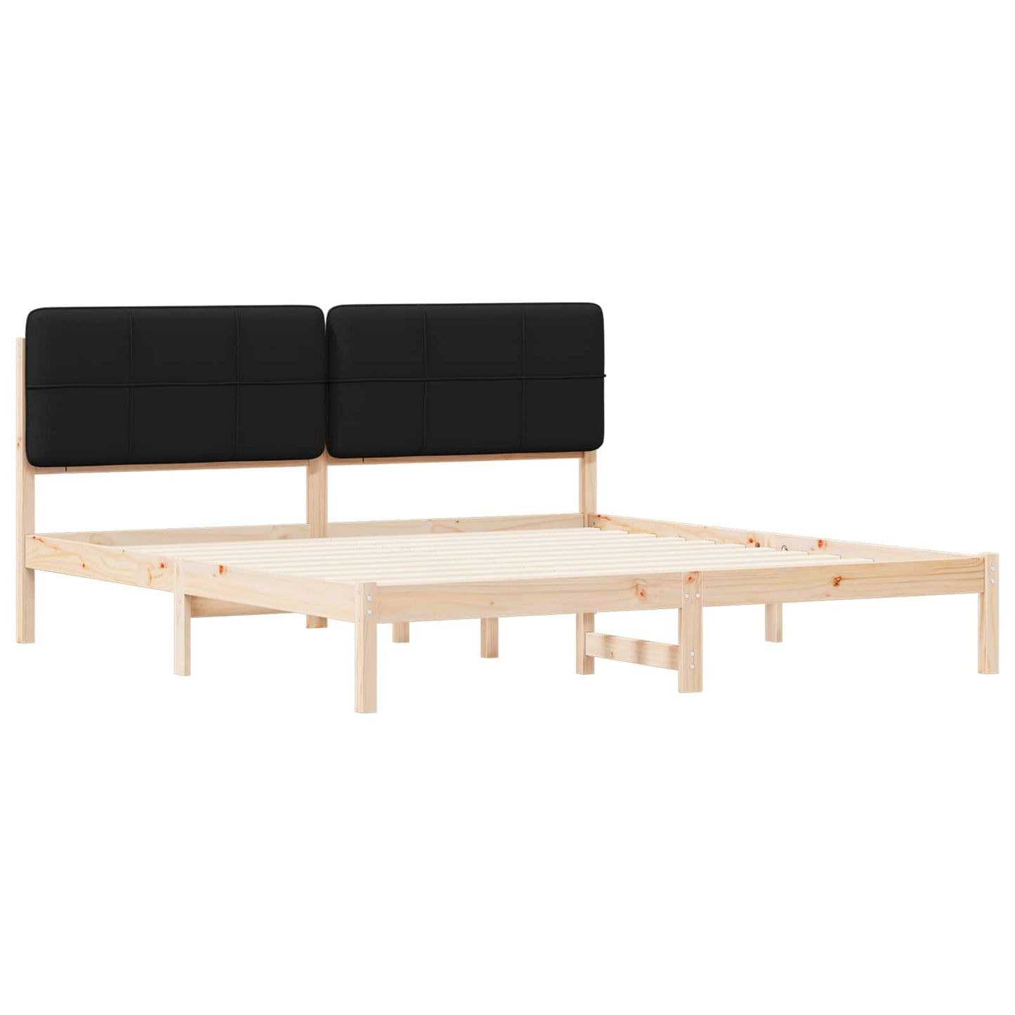 vidaXL Σκελετός Κρεβατιού με Επενδεδυμένο Κεφαλάρι Μαύρο 180 x 200 cm