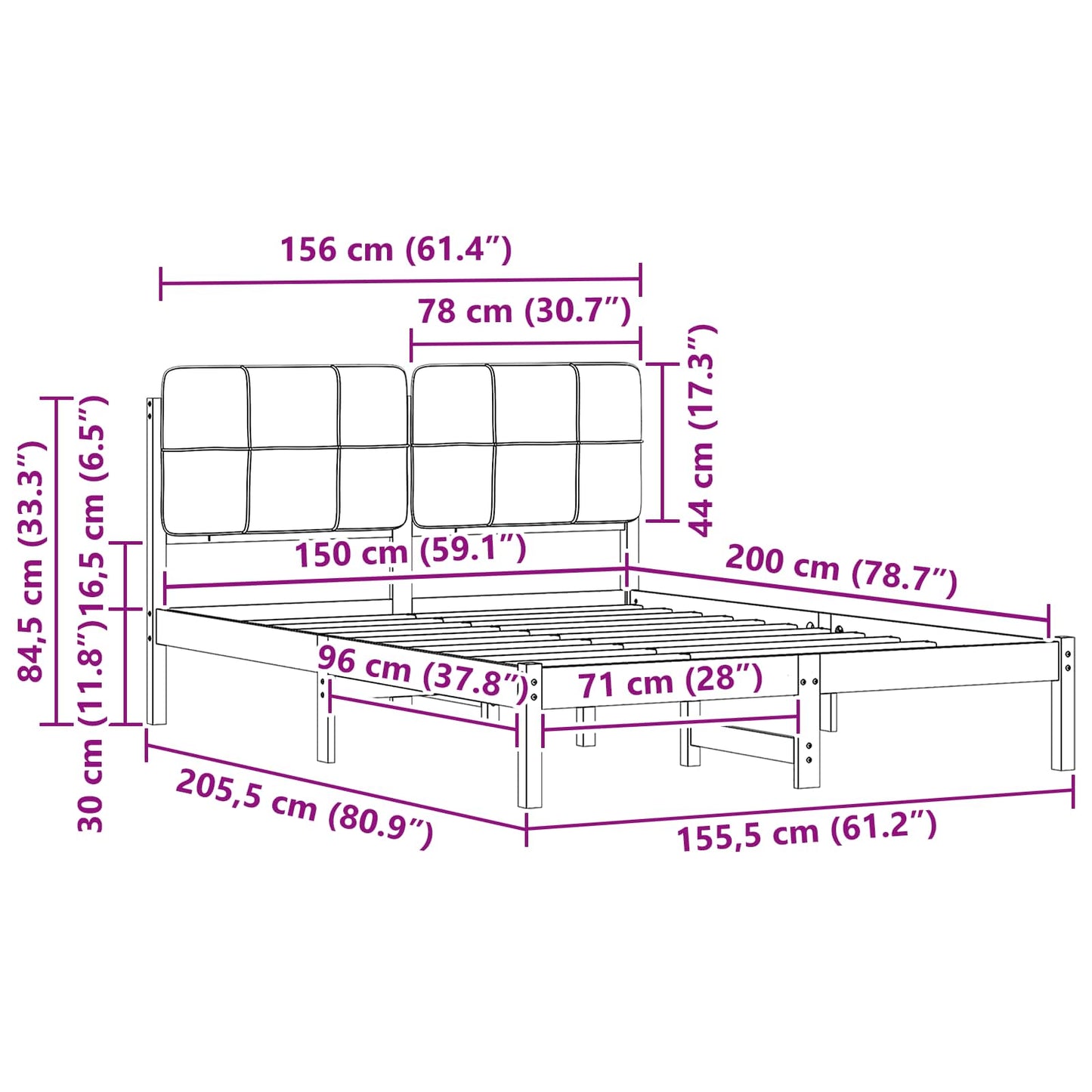 vidaXL Σκελετός Κρεβατιού με Επενδεδυμένο Κεφαλάρι Σκούρο Γκρι