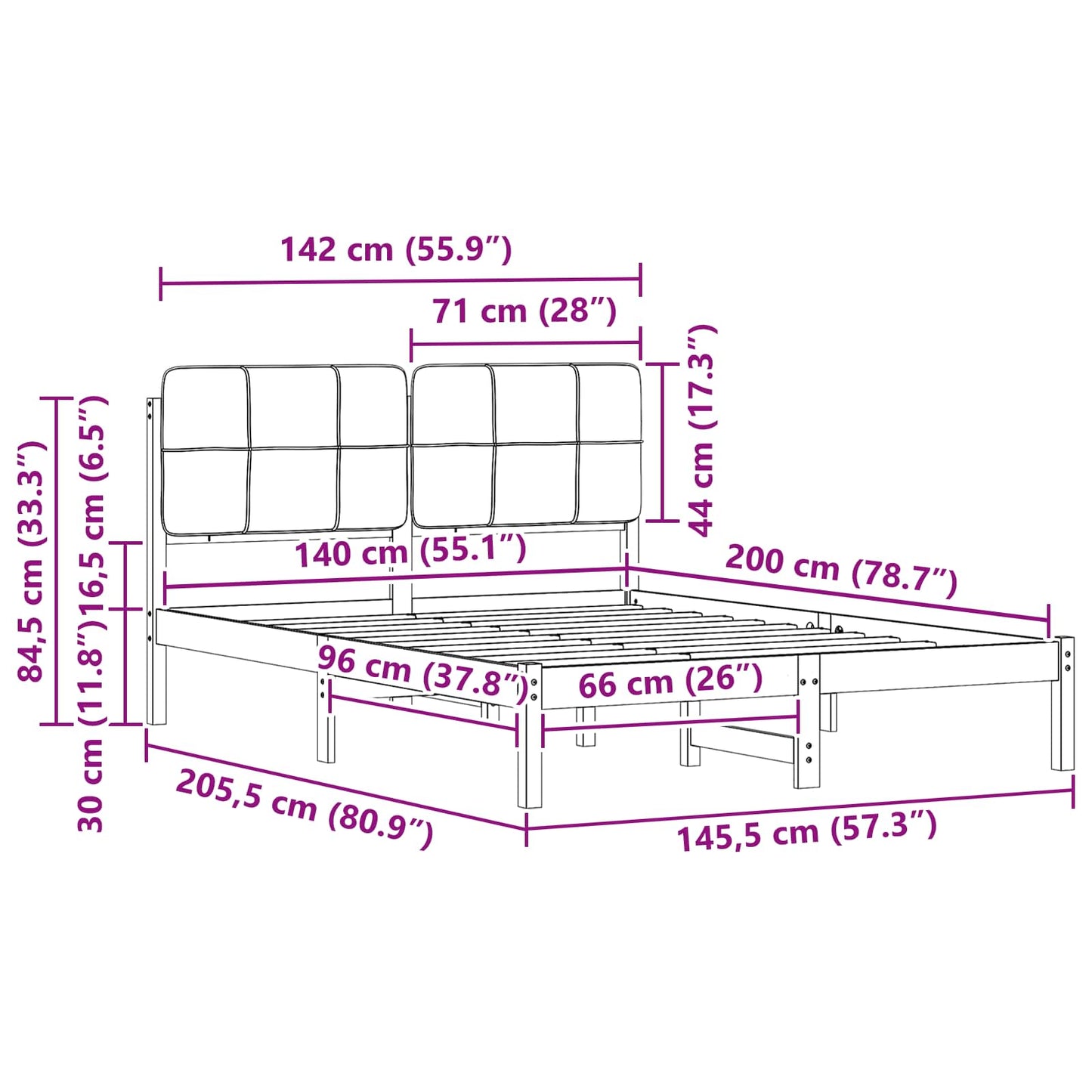 vidaXL Σκελετός Κρεβατιού με Επενδεδυμένο Κεφαλάρι Σκούρο Γκρι
