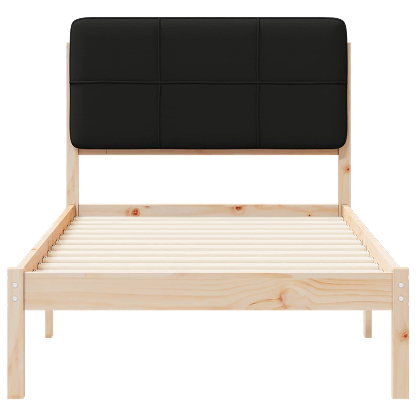vidaXL Σκελετός Κρεβατιού με Επενδεδυμένο Κεφαλάρι Μαύρο 90 x 200 cm