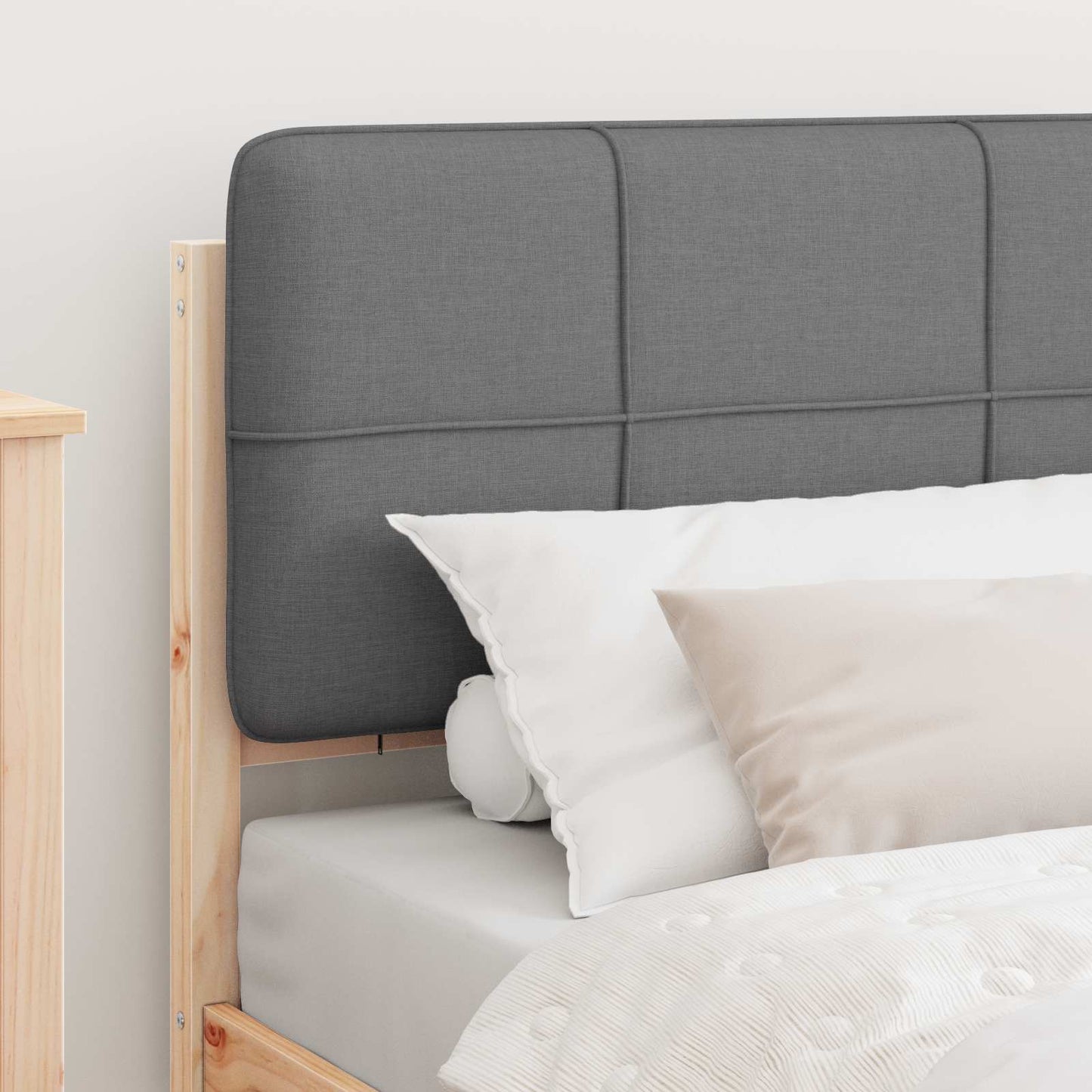 vidaXL Σκελετός Κρεβατιού με Επενδεδυμένο Κεφαλάρι Ανοιχτό γκρι