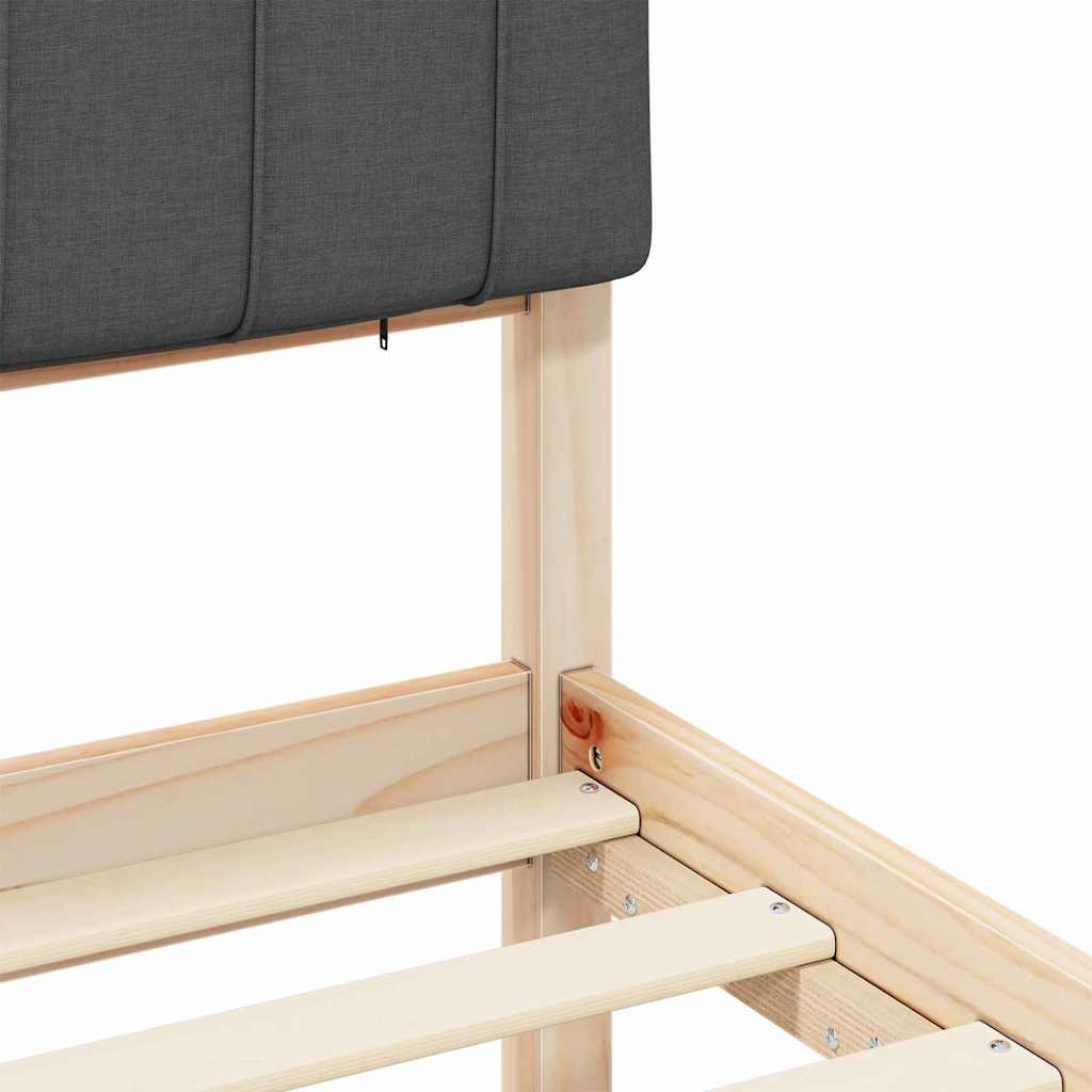 vidaXL Σκελετός Κρεβατιού με Επενδεδυμένο Κεφαλάρι Σκούρο Γκρι