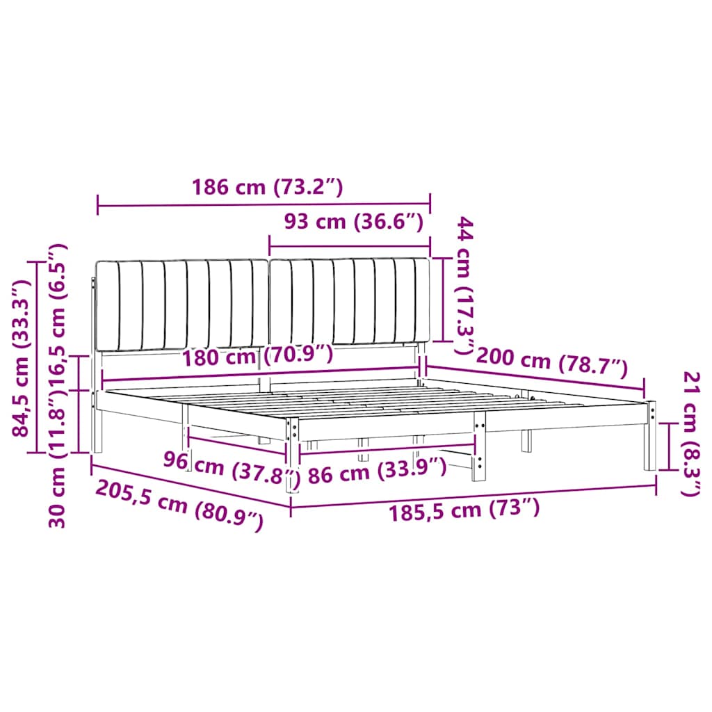 vidaXL Σκελετός Κρεβατιού με Επενδεδυμένο Κεφαλάρι Σκούρο Γκρι