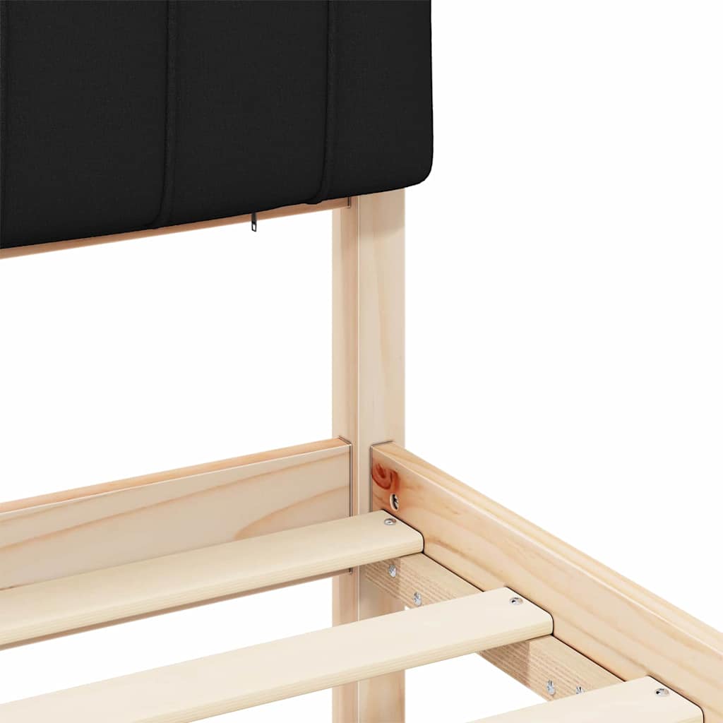 vidaXL Σκελετός Κρεβατιού με Επενδεδυμένο Κεφαλάρι Μαύρο 160 x 200 cm