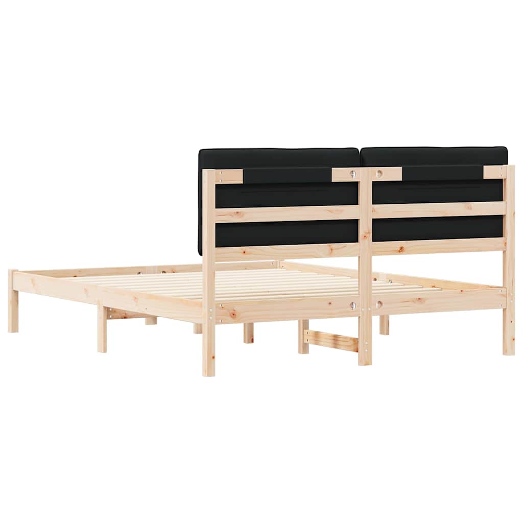 vidaXL Σκελετός Κρεβατιού με Επενδεδυμένο Κεφαλάρι Μαύρο 160 x 200 cm