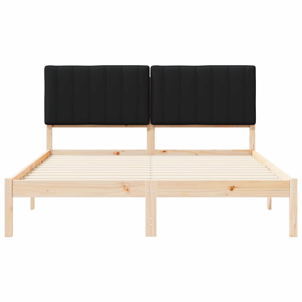 vidaXL Σκελετός Κρεβατιού με Επενδεδυμένο Κεφαλάρι Μαύρο 160 x 200 cm