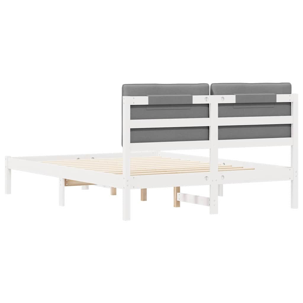 vidaXL Σκελετός Κρεβατιού με Επενδεδυμένο Κεφαλάρι Ανοιχτό γκρι