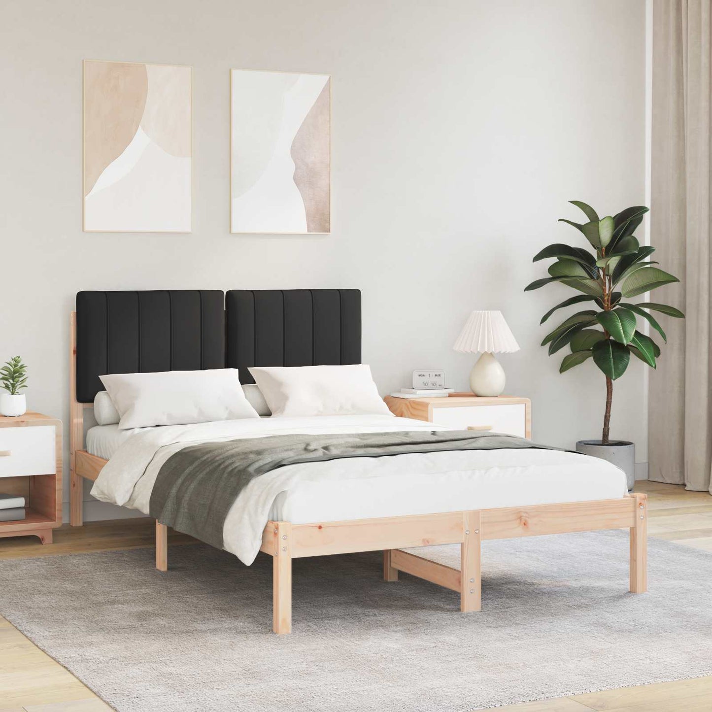 vidaXL Σκελετός Κρεβατιού με Επενδεδυμένο Κεφαλάρι Μαύρο 120 x 190 cm