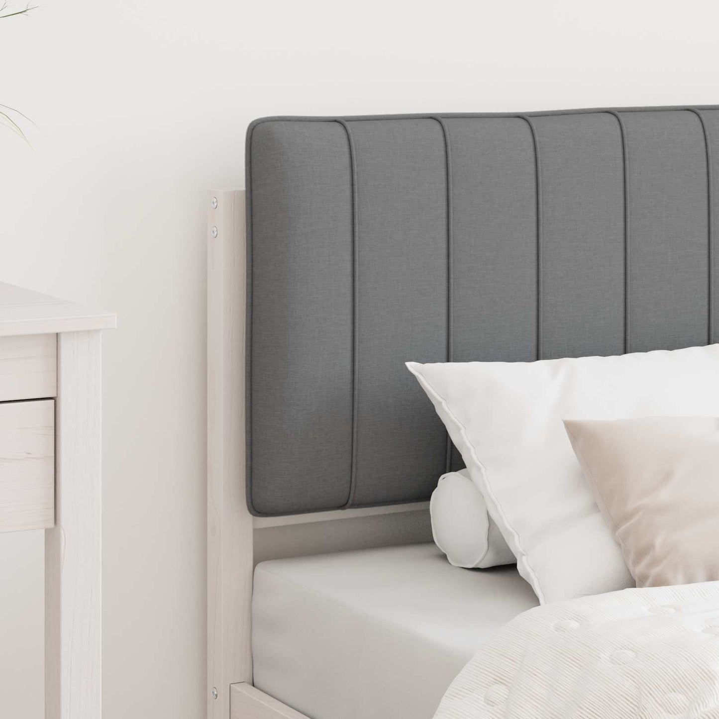 vidaXL Σκελετός Κρεβατιού με Επενδεδυμένο Κεφαλάρι Ανοιχτό γκρι