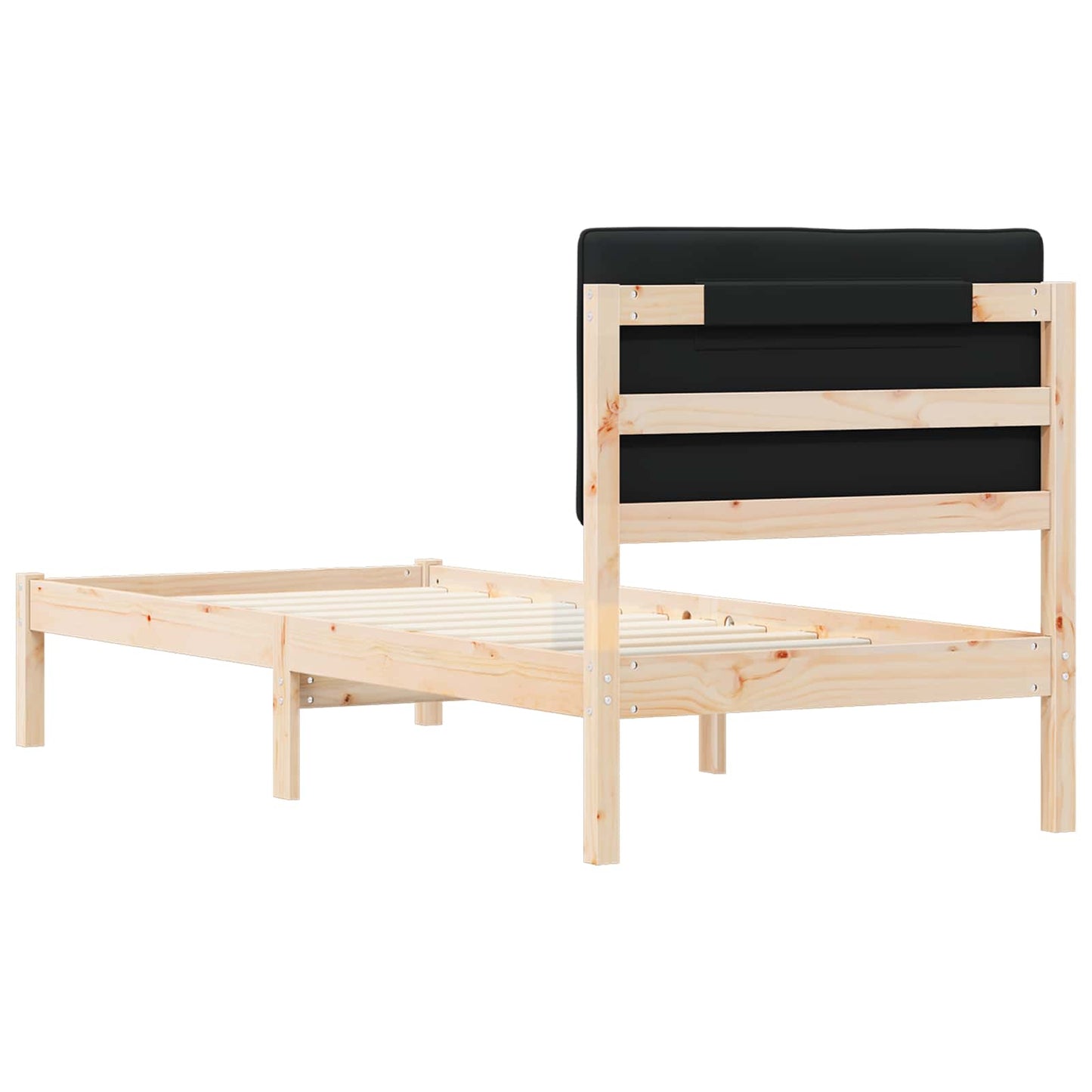 vidaXL Σκελετός Κρεβατιού με Επενδεδυμένο Κεφαλάρι Μαύρο 75 x 190 cm