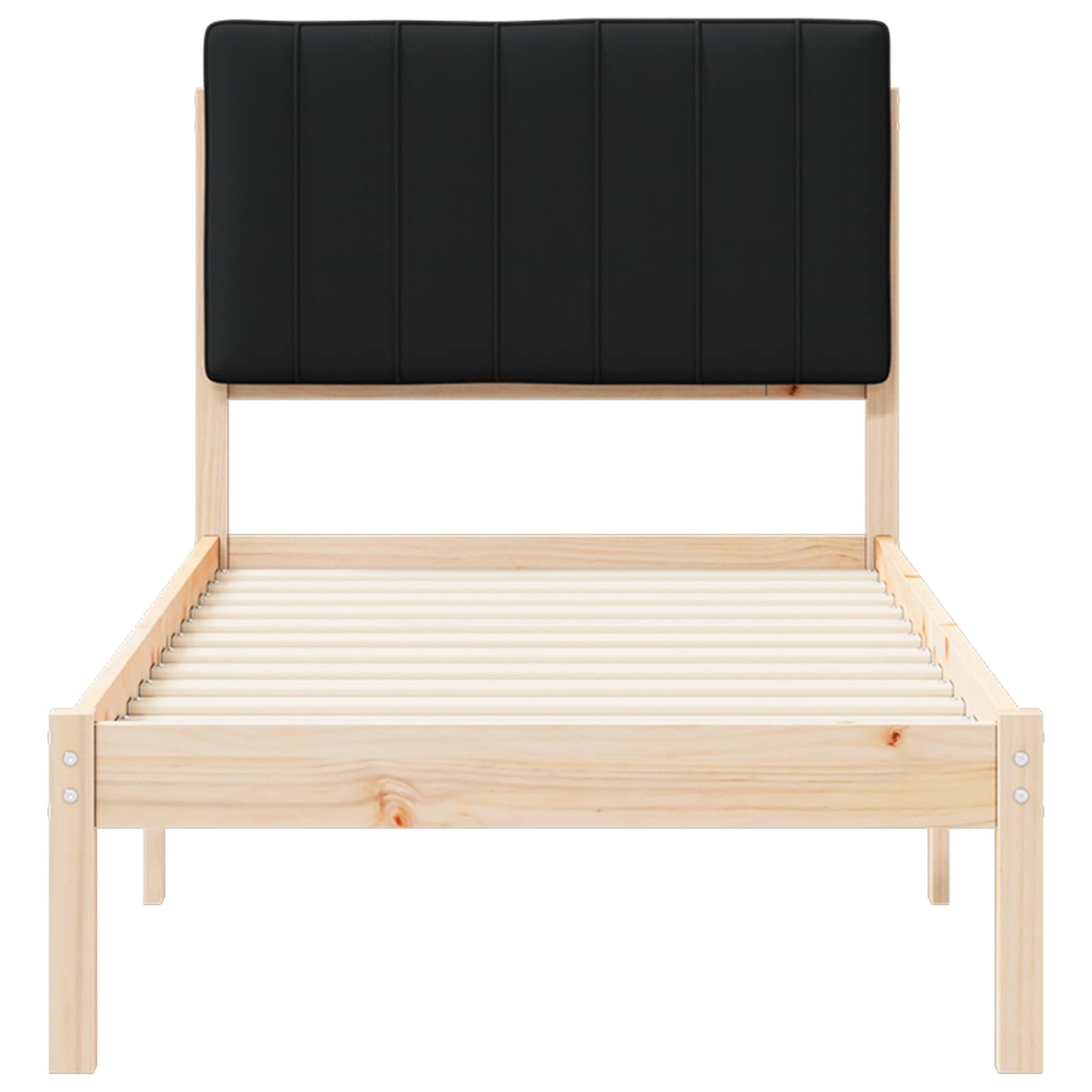 vidaXL Σκελετός Κρεβατιού με Επενδεδυμένο Κεφαλάρι Μαύρο 75 x 190 cm