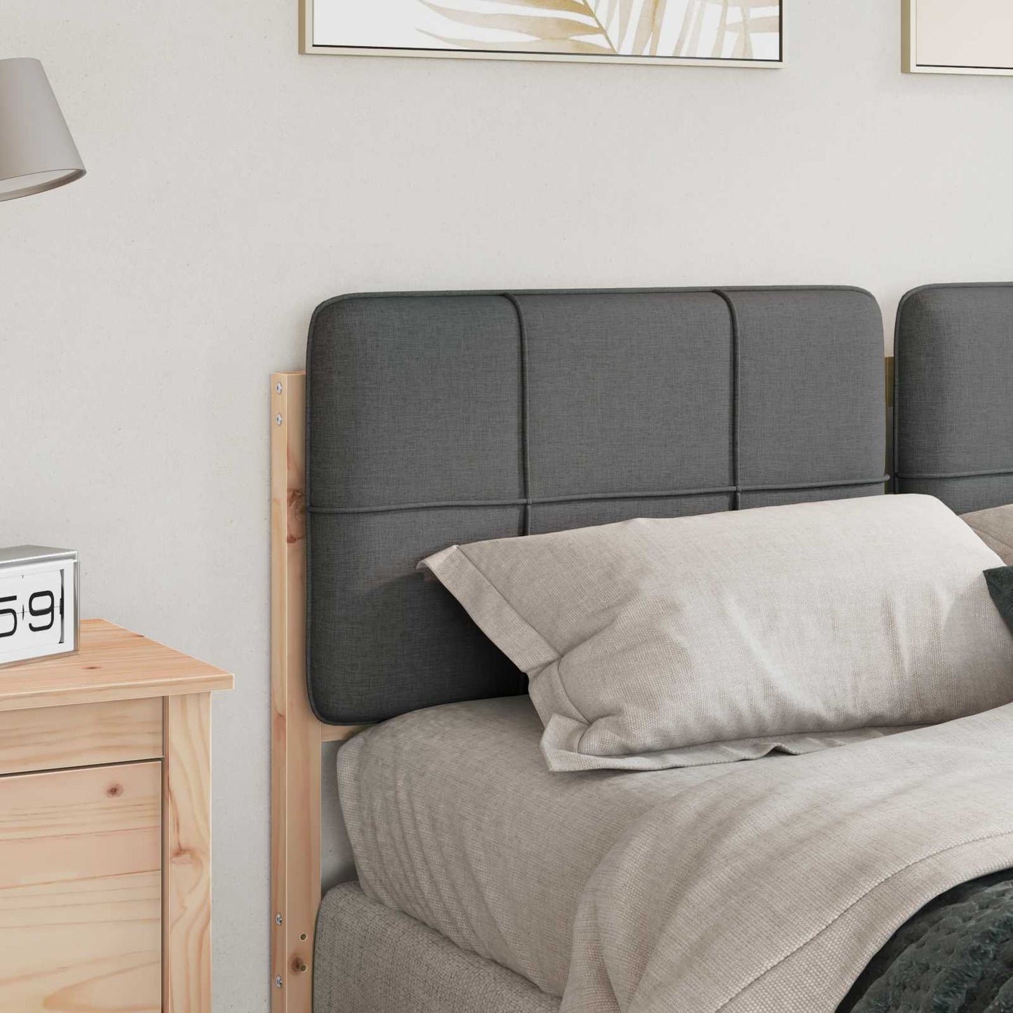 vidaXL Ταπετσαρισμένο κεφαλάρι Καφέ και Ανοιχτό Γκρι 135 cm