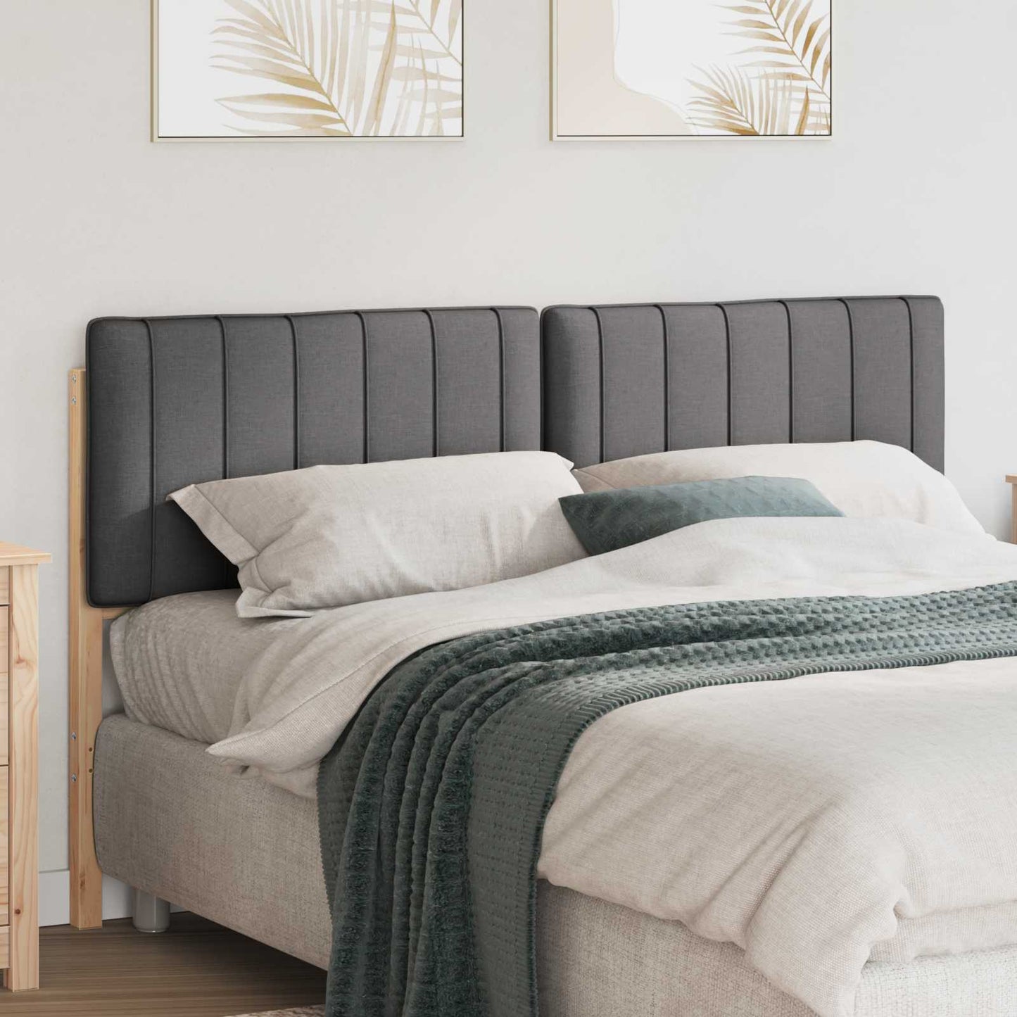 vidaXL Ταπετσαρισμένο κεφαλάρι με κεφαλάρι Καφέ και Σκούρο Γκρι 150 cm