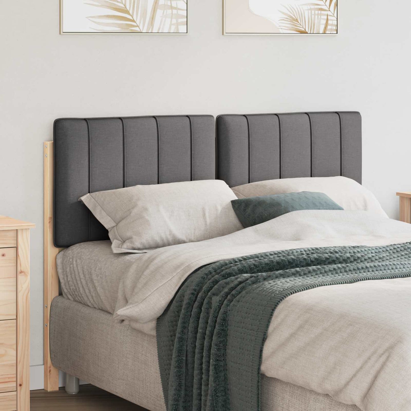 vidaXL Ταπετσαρισμένο κεφαλάρι με κεφαλάρι Καφέ και Σκούρο Γκρι 120 cm