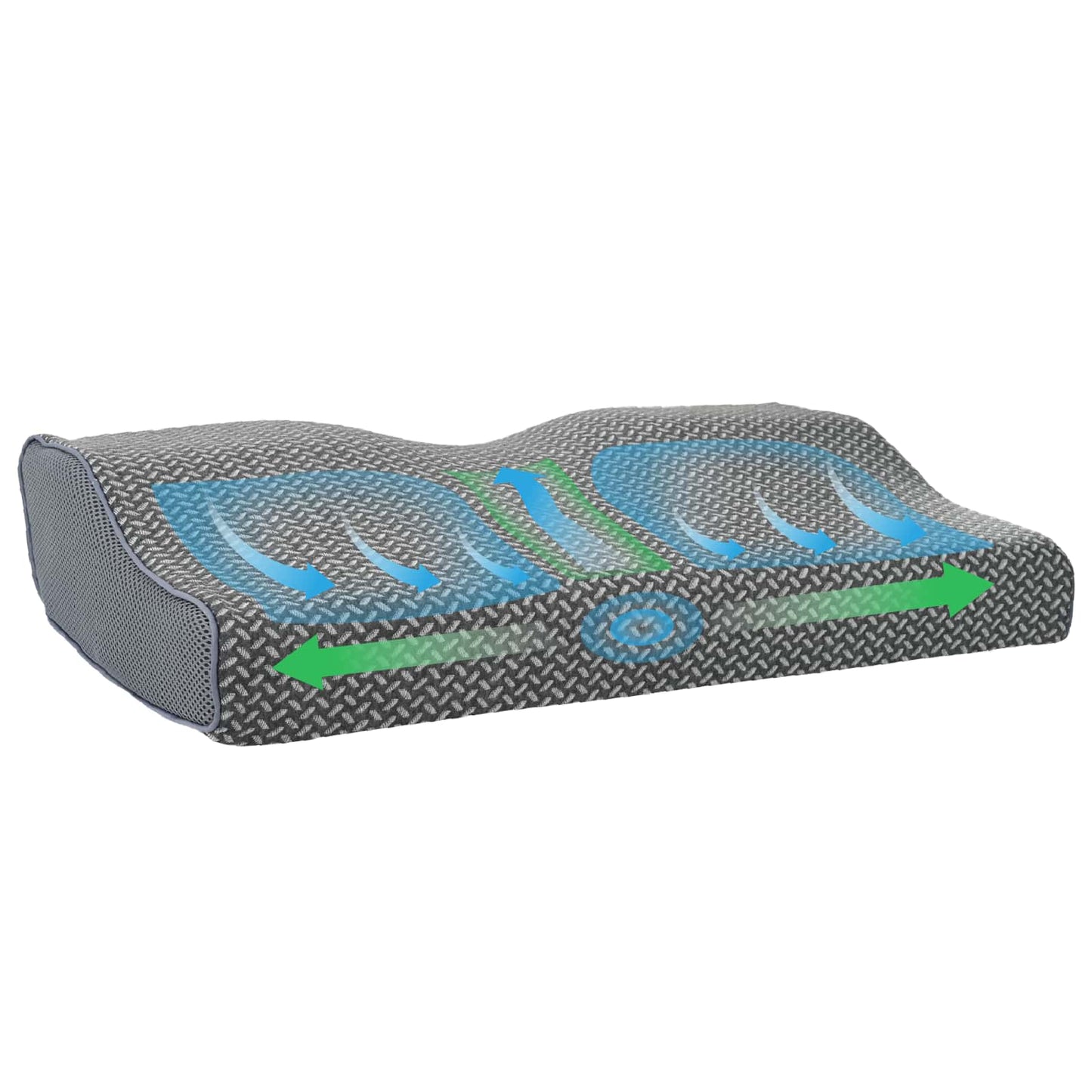 vidaXL Μαξιλάρι λαιμού Γκρι Αφρός Μνήμης 59 x 34 x 12 εκ