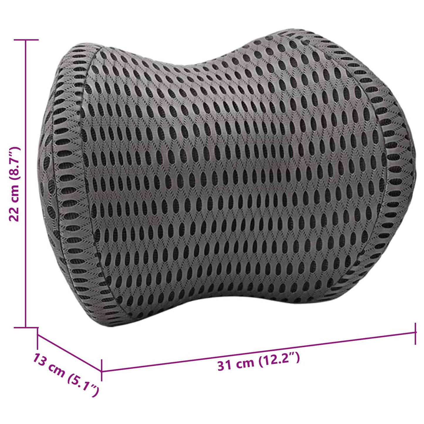 vidaXL Μαξιλάρι λαιμού Μαύρο Αφρός Μνήμης 30,5 x 21,5 x 13 εκ.