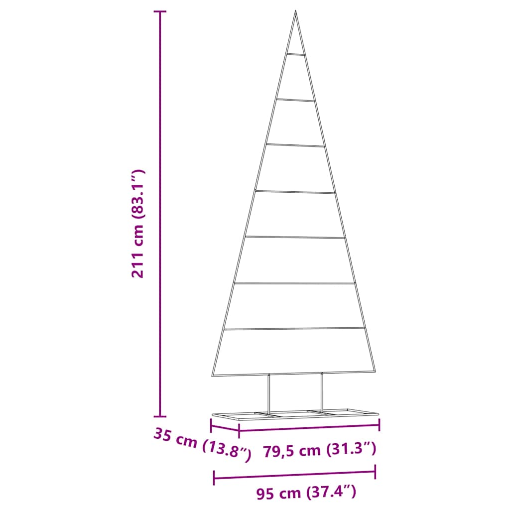 vidaXL Μεταλλικό χριστουγεννιάτικο δέντρο με βάση Χρυσό 210 cm