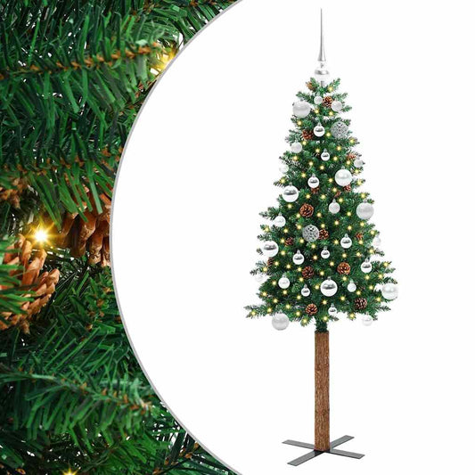 vidaXL Λεπτό Χριστουγεννιάτικο Δέντρο με 150 LED Πράσινο 150 cm
