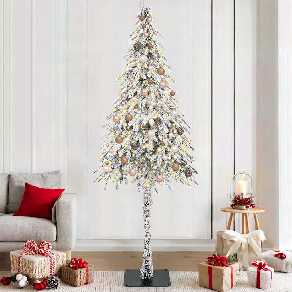 vidaXL Χριστουγεννιάτικο Δέντρο με 300 LED Λευκό 210 cm ΠΕ και Ατσάλι