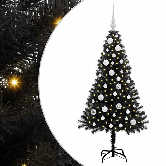 vidaXL Χριστουγεννιάτικο Δέντρο με 150 LED με βάση Μαύρο 120 cm PVC