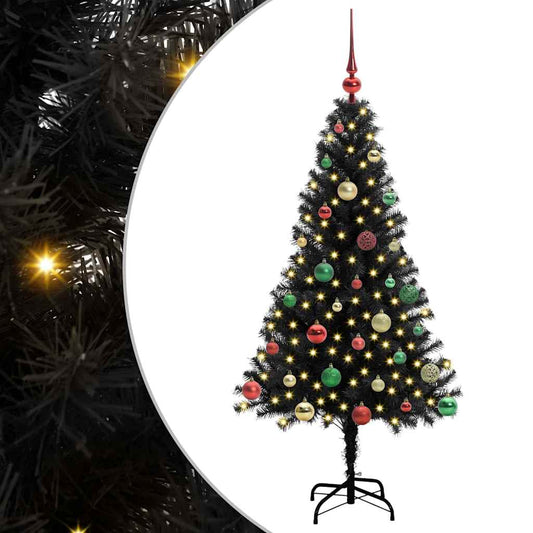 vidaXL Χριστουγεννιάτικο Δέντρο με 150 LED με βάση Μαύρο 150 cm PVC