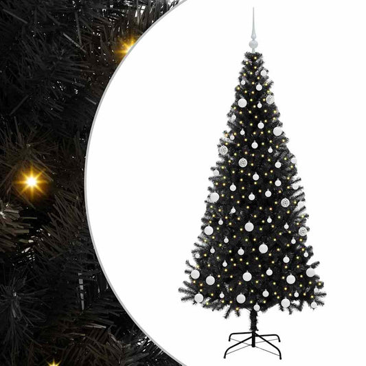 vidaXL Χριστουγεννιάτικο Δέντρο με 300 LED με βάση Μαύρο 180 cm PVC