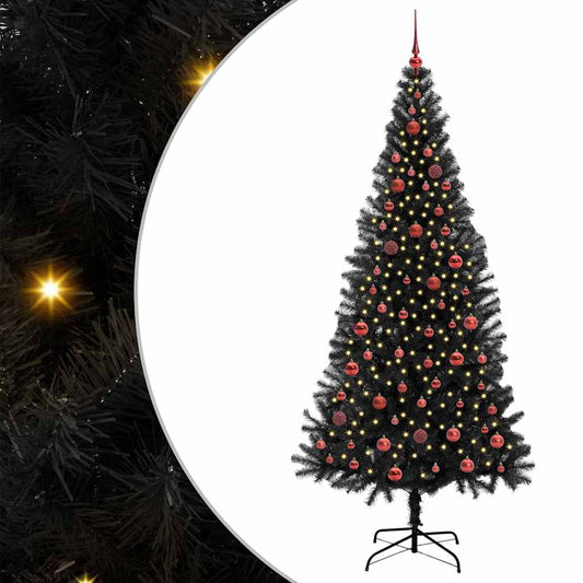 vidaXL Χριστουγεννιάτικο Δέντρο με 300 LED με βάση Μαύρο 210 cm PVC