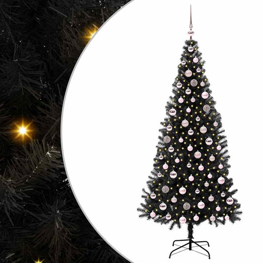 vidaXL Χριστουγεννιάτικο Δέντρο με 300 LED με βάση Μαύρο 210 cm PVC