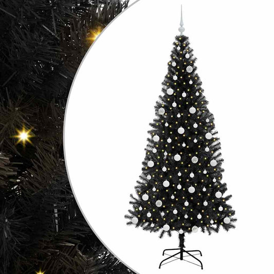 vidaXL Χριστουγεννιάτικο Δέντρο με 300 LED με βάση Μαύρο 210 cm PVC