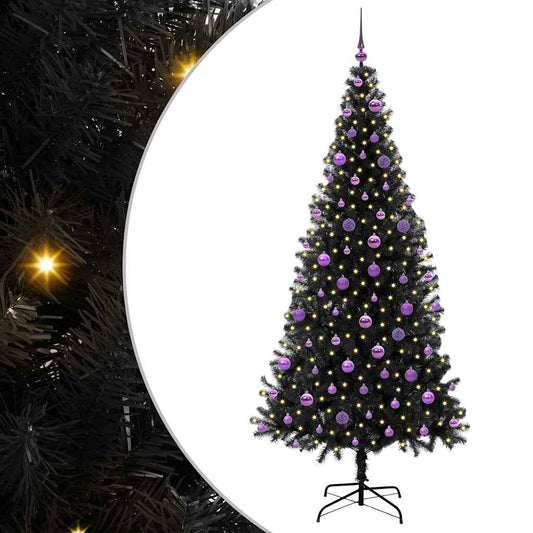 vidaXL Χριστουγεννιάτικο Δέντρο με 300 LED με βάση Μαύρο 210 cm PVC