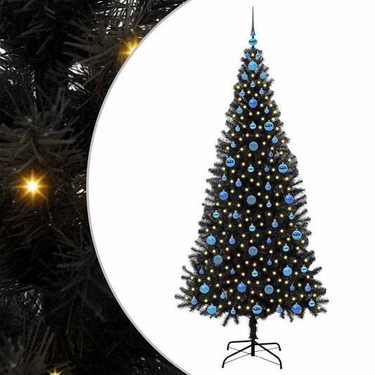 vidaXL Χριστουγεννιάτικο Δέντρο με 300 LED με βάση Μαύρο 210 cm PVC