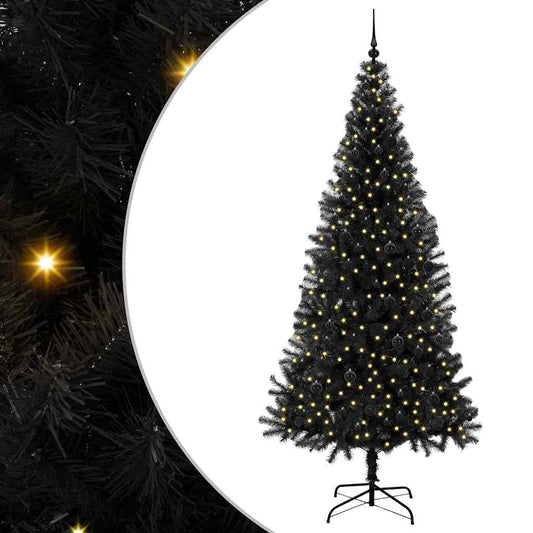 vidaXL Χριστουγεννιάτικο Δέντρο με 300 LED με βάση Μαύρο 240 cm PVC