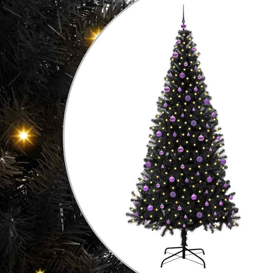 vidaXL Χριστουγεννιάτικο Δέντρο με 300 LED με βάση Μαύρο 240 cm PVC
