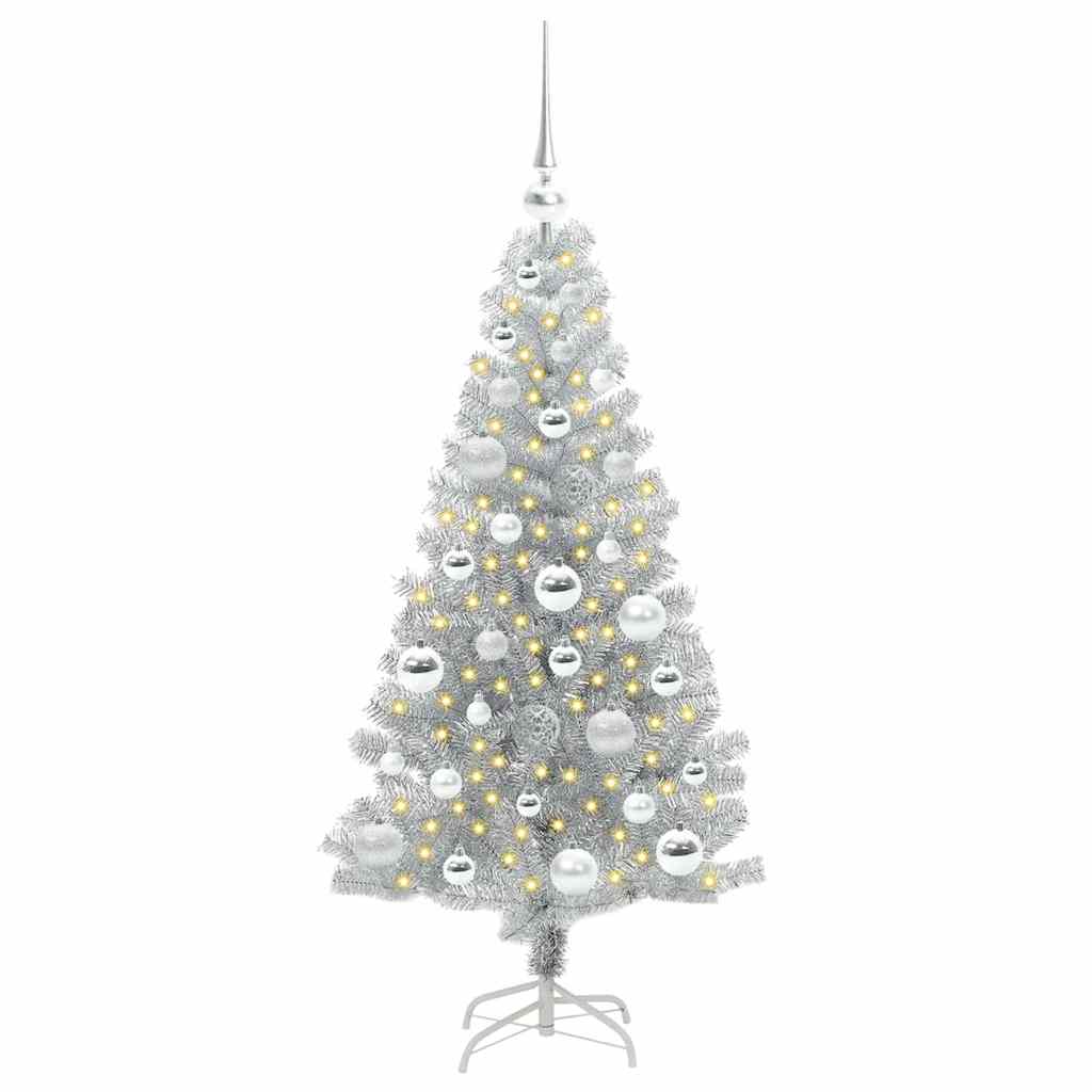 vidaXL Χριστουγεννιάτικο Δέντρο με 150 LED με βάση Ασημί 120 cm PET