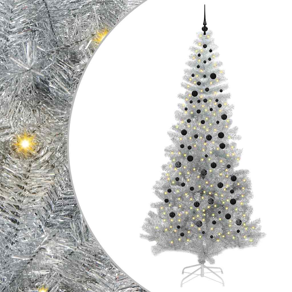 vidaXL Χριστουγεννιάτικο Δέντρο με 300 LED με βάση Ασημί 240 cm PET