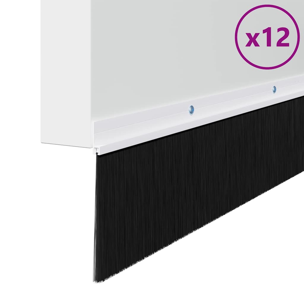 vidaXL Σφραγίδες πόρτας με βούρτσες που προσαρτώνται 12 pcs Λευκό