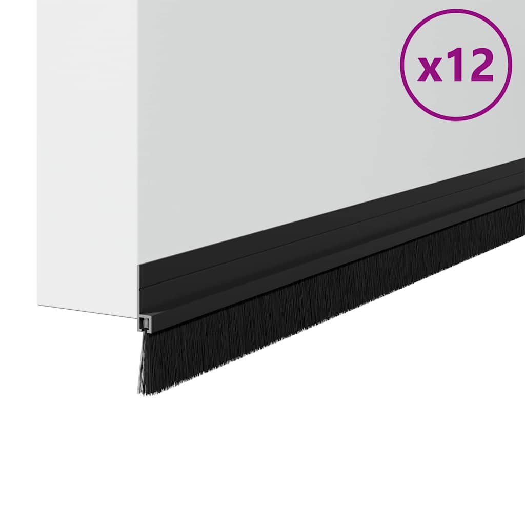 vidaXL Αυτοκόλλητες σφραγίδες πόρτας 12 pcs Μαύρο 100 cm