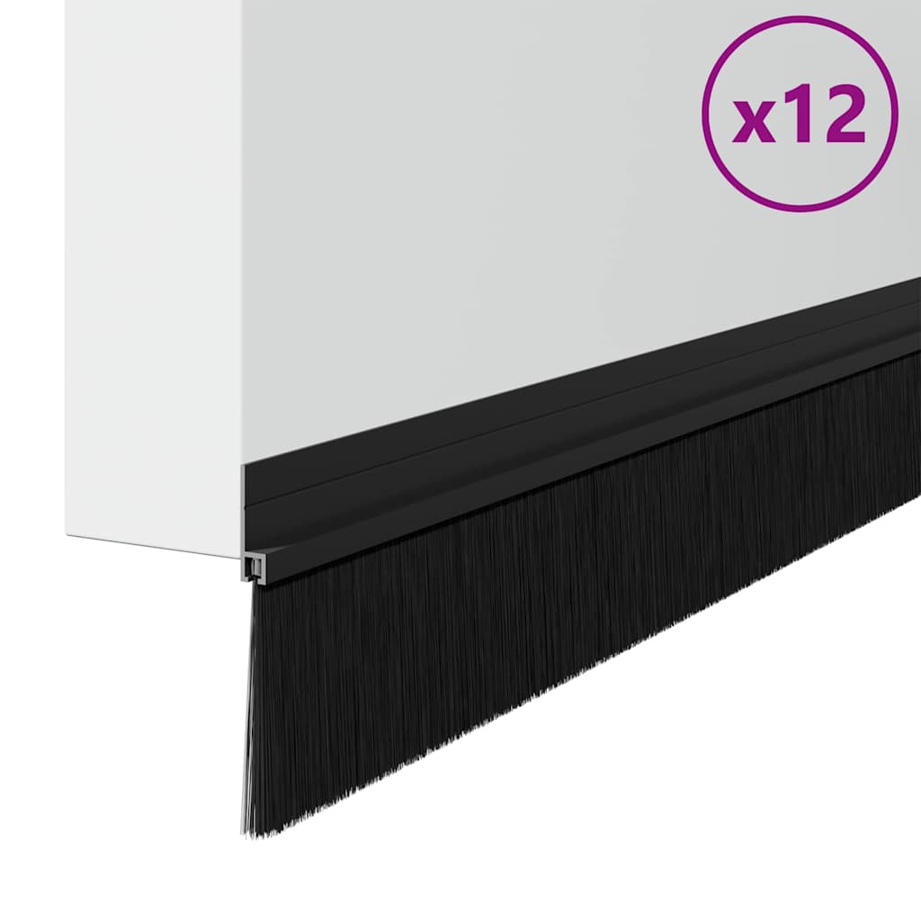 vidaXL Αυτοκόλλητες σφραγίδες πόρτας 12 pcs Μαύρο 100 cm