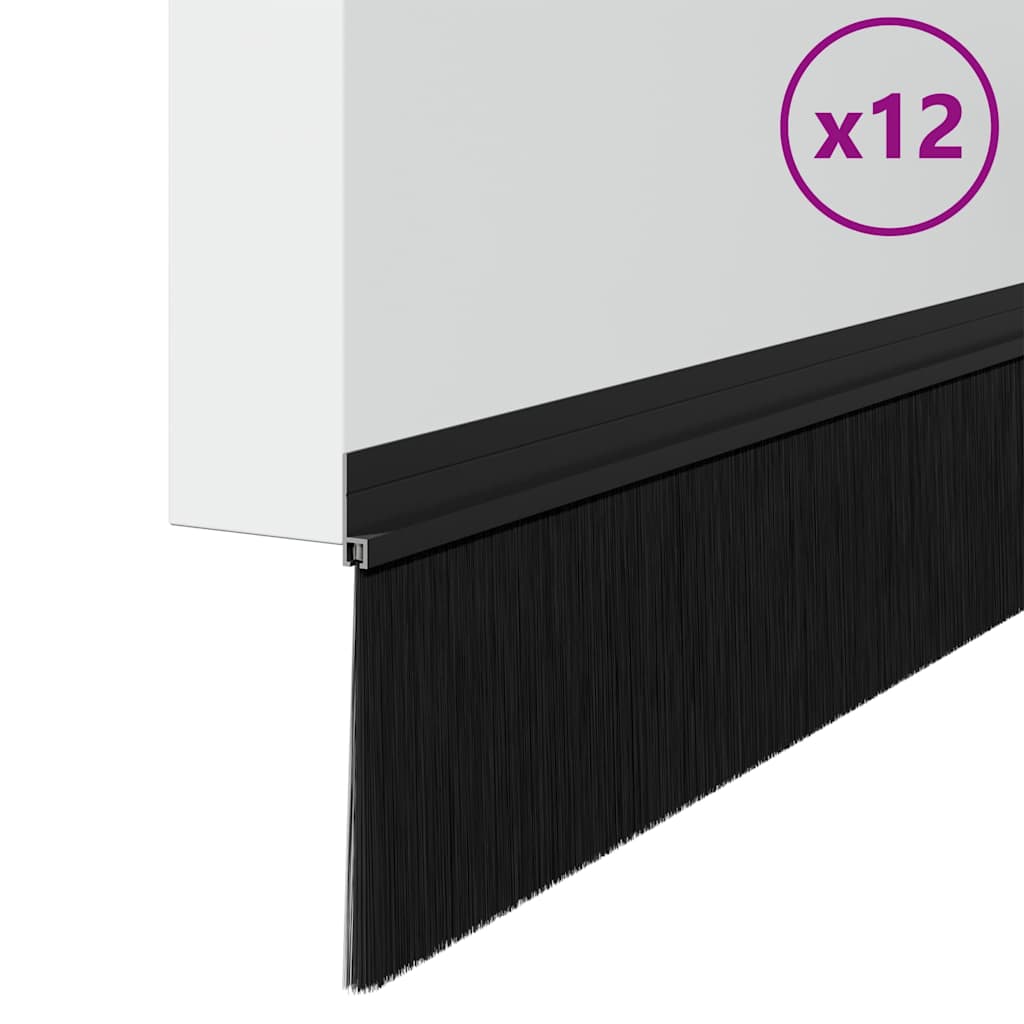 vidaXL Αυτοκόλλητες σφραγίδες πόρτας 12 pcs Μαύρο 100 cm