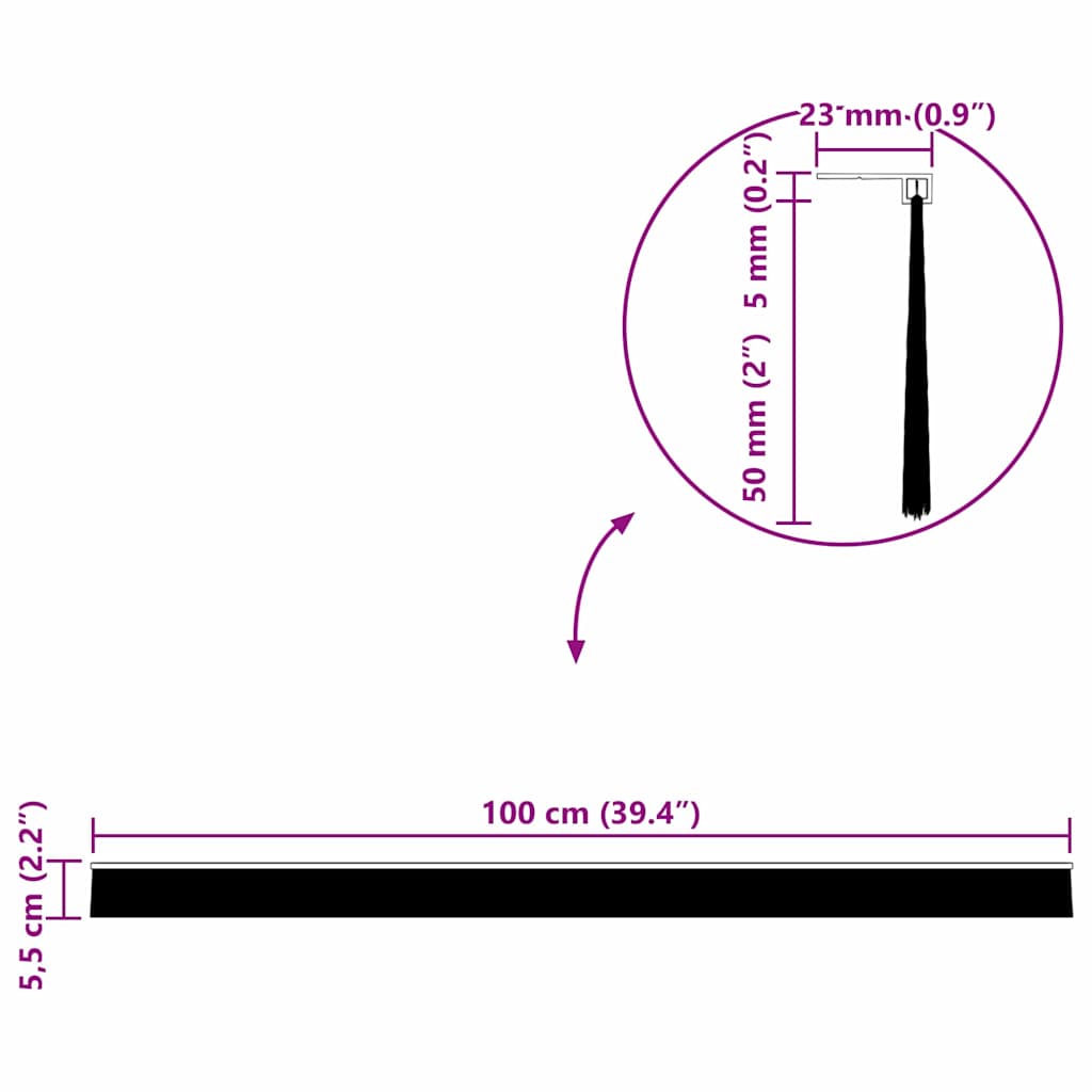 vidaXL Αυτοκόλλητες σφραγίδες πόρτας 12 pcs Μαύρο 100 cm