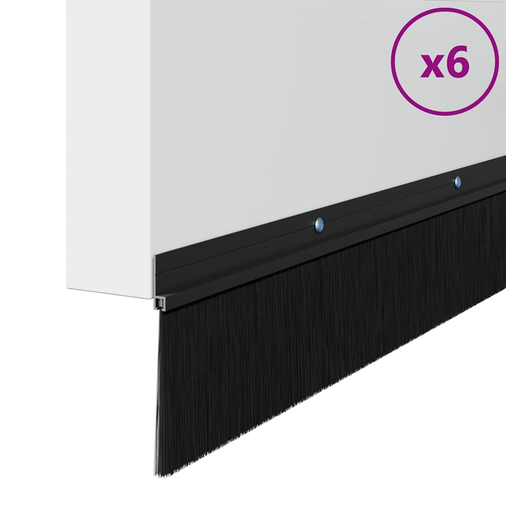 vidaXL Σφραγίδες πόρτας με βούρτσες που προσαρτώνται 6 pcs Μαύρο