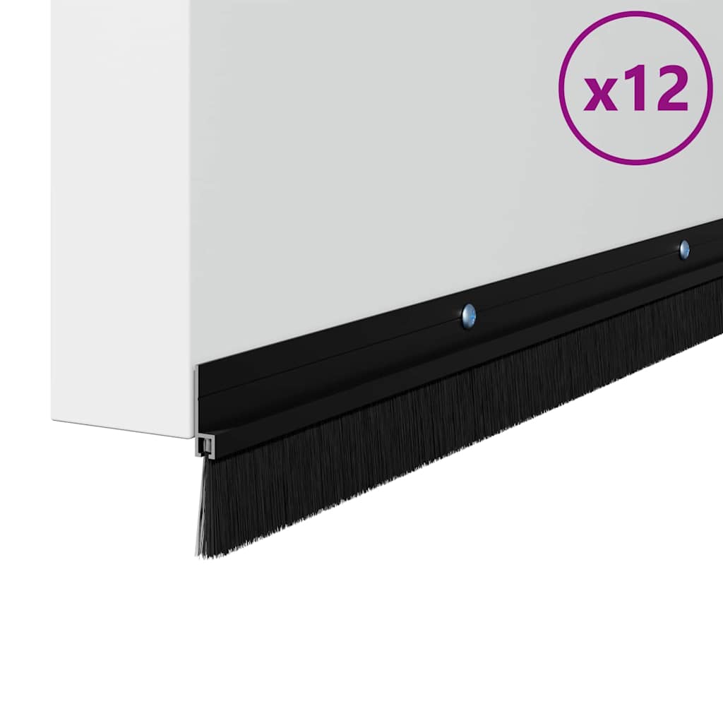 vidaXL Σφραγίδες πόρτας με βούρτσες που προσαρτώνται 12 pcs Μαύρο