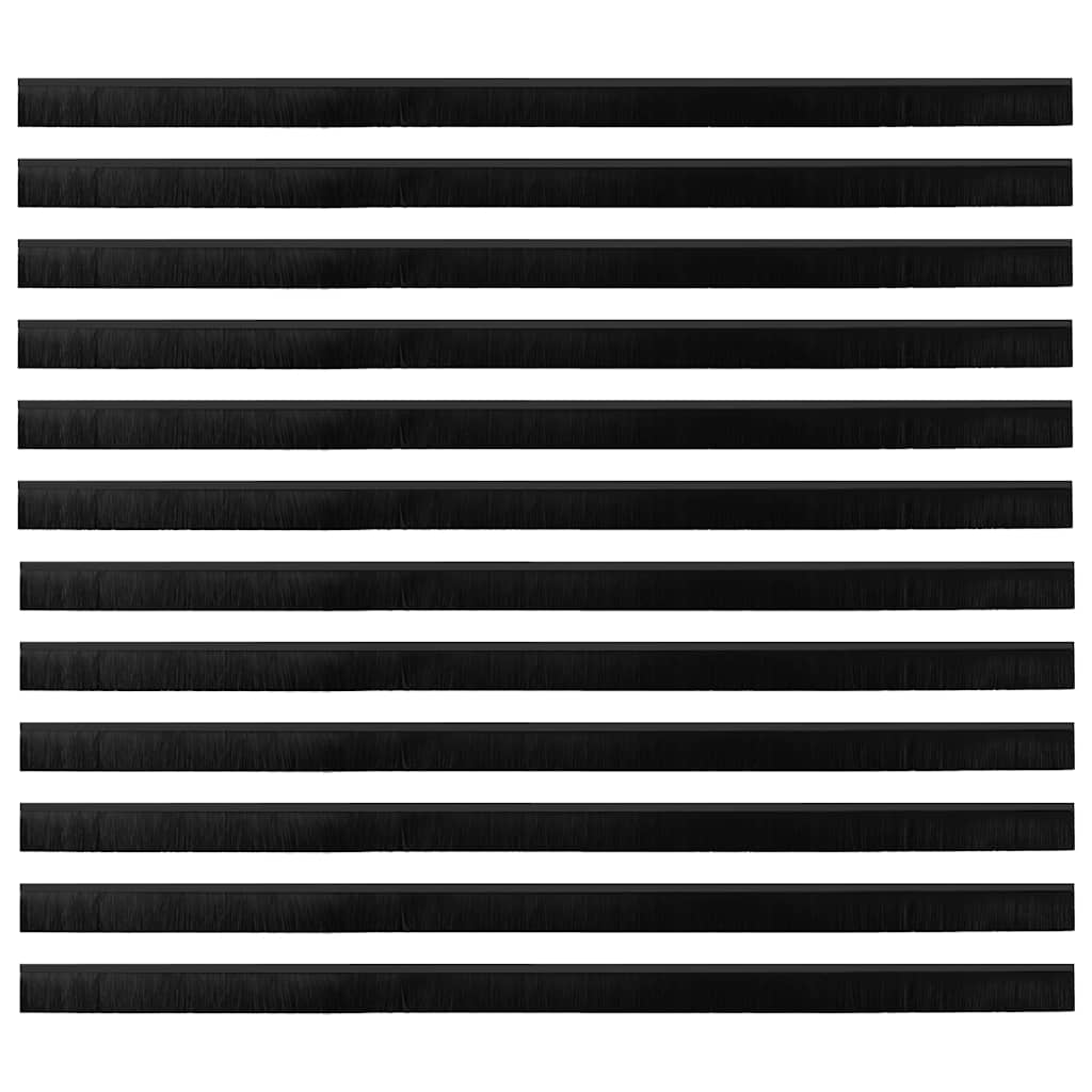 vidaXL Σφραγίδες πόρτας με βούρτσες που προσαρτώνται 12 pcs Μαύρο