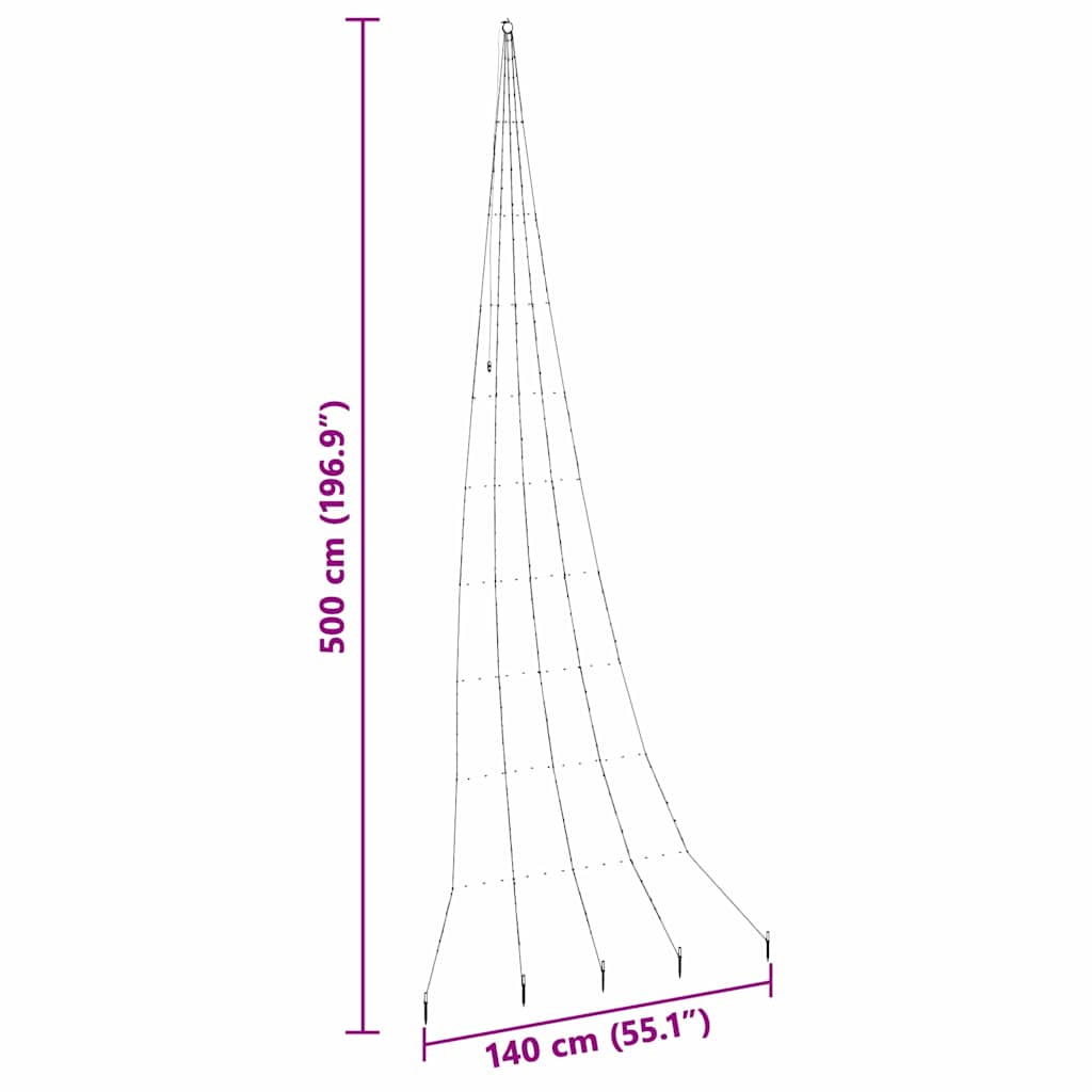 vidaXL LED Χριστουγεννιάτικο Δέντρο Θερμό λευκό 511 εκ Μέταλλο