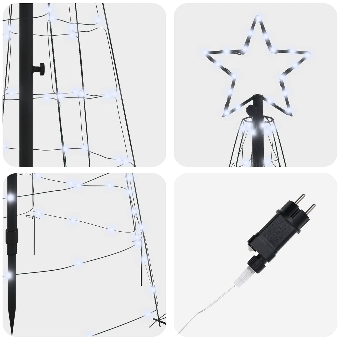 vidaXL LED Χριστουγεννιάτικο Δέντρο 250 εκ. 390 LED Ψυχρό λευκό Ατσάλι