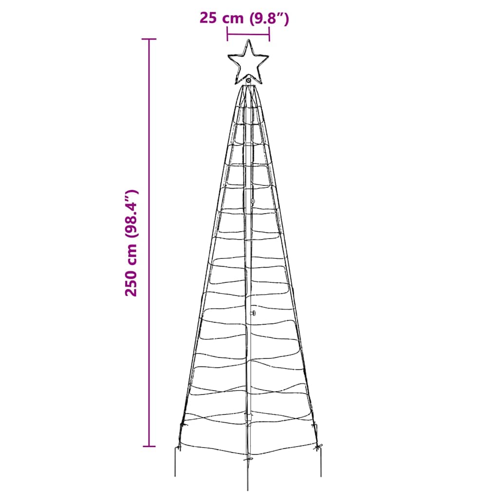 vidaXL Χριστουγεννιάτικο Δέντρο LED με Σφήνες Εδάφους Μπλε 250 cm