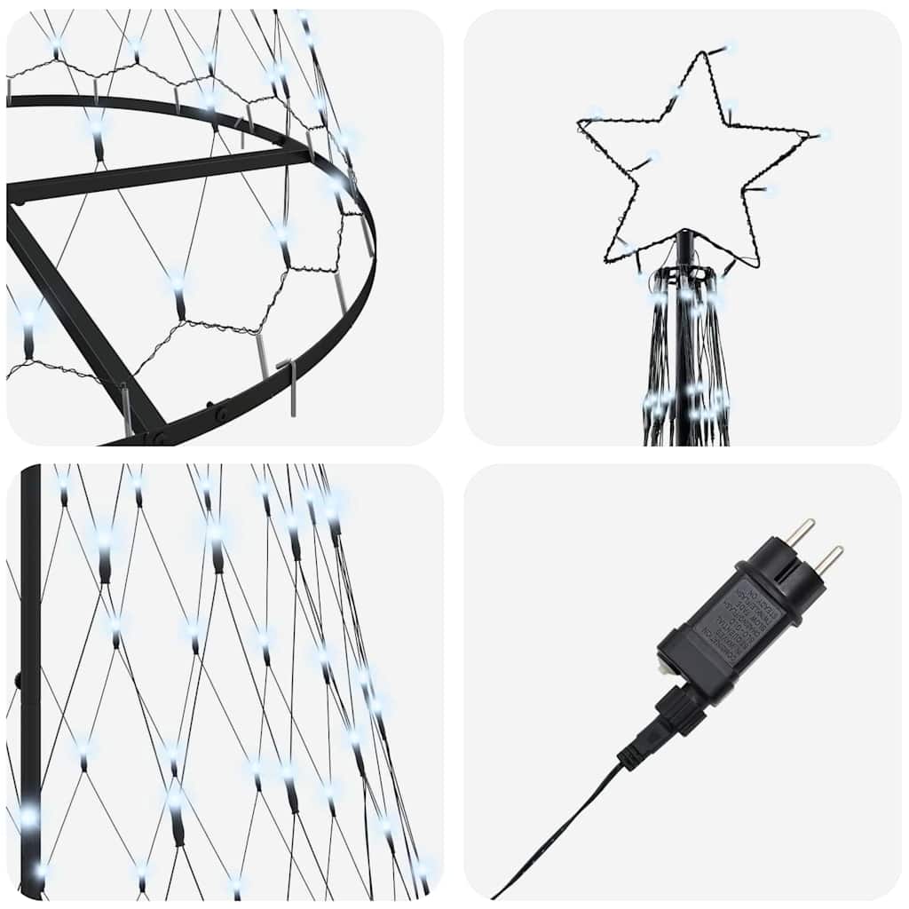 vidaXL LED Χριστουγεννιάτικο Δέντρο Ψυχρό λευκό 138.5 x 138.5 x 399 εκ