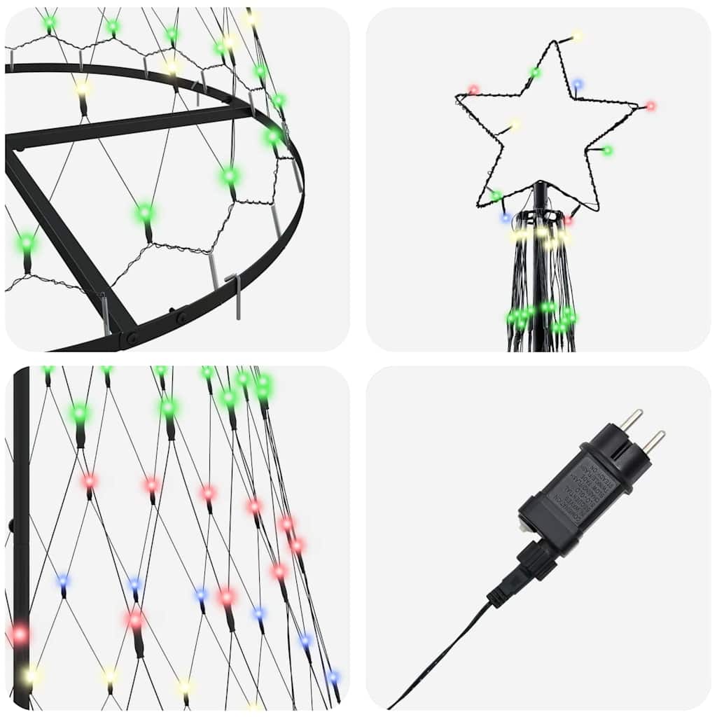 vidaXL LED Χριστουγεννιάτικο Δέντρο Πολύχρωμο 138.5 x 138.5 x 399 εκ